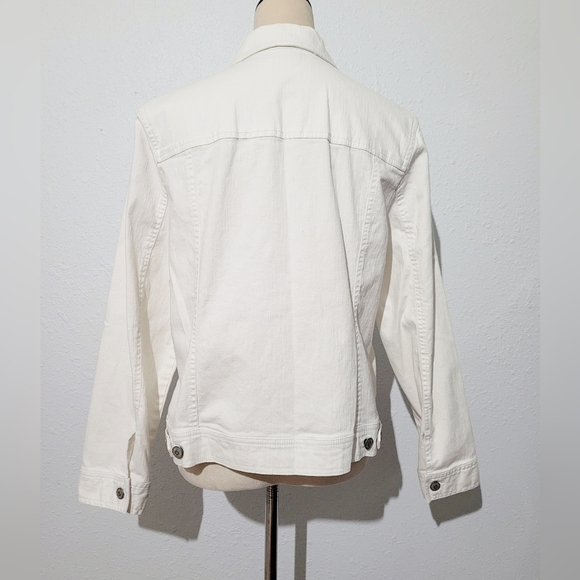 Relativity White Stretch Denim Jacket Women’s Size XL Button Front Cotton Blend - Picture 6 of 12